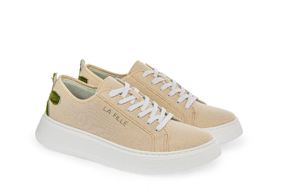 L.Pucci Sneakers P91222C Ecru-Green Enormi sconti