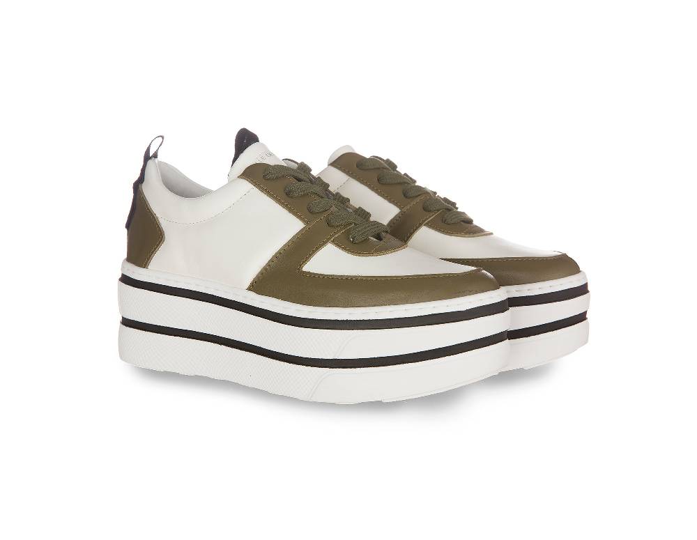 L.Pucci Oklahoma Leather White-Green Aviation Offerte esclusive