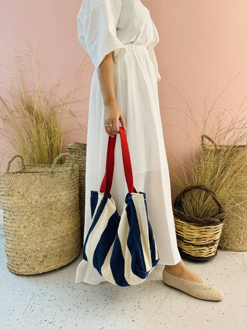 La Sellerie Portofino bag blu righe larghe Prezzo Ridotto