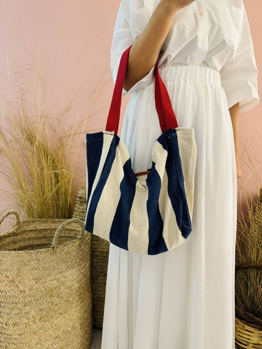 La Sellerie Portofino bag blu righe larghe Prezzo Ridotto