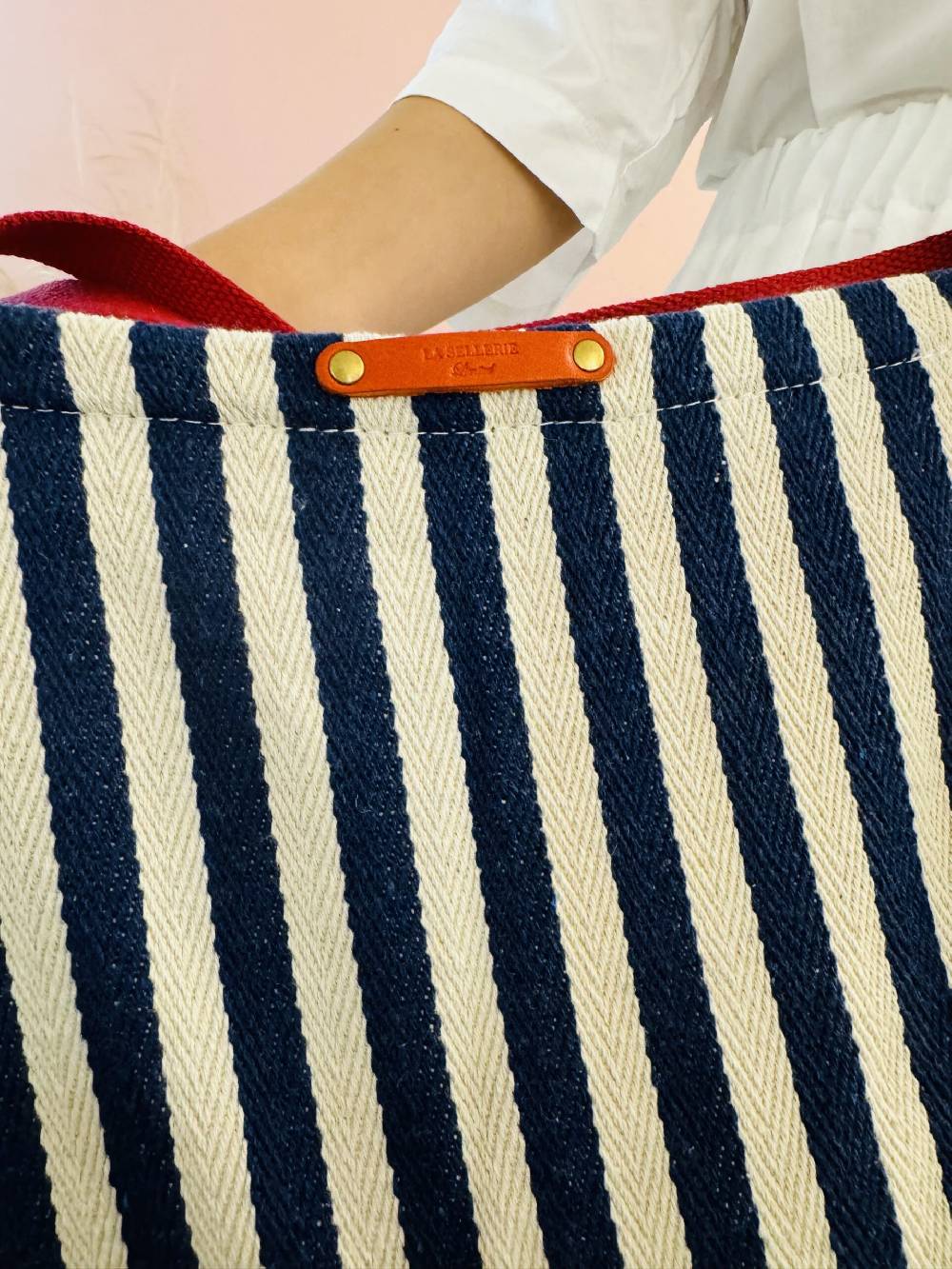 La Sellerie Portofino bag blu righe strette Sottocosto