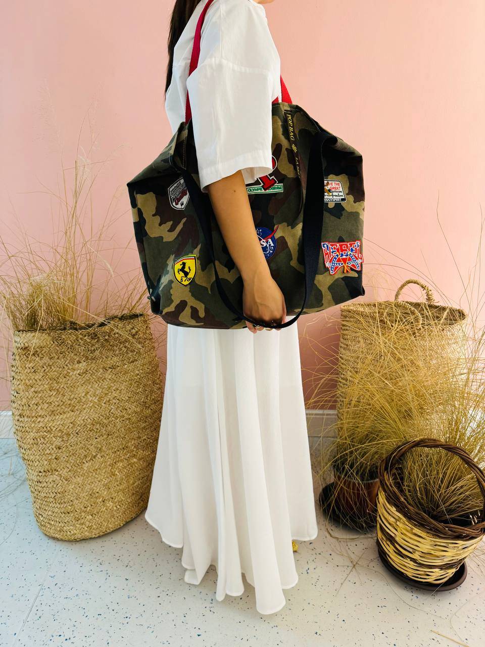 La Sellerie POP BAG military patchwork Italia