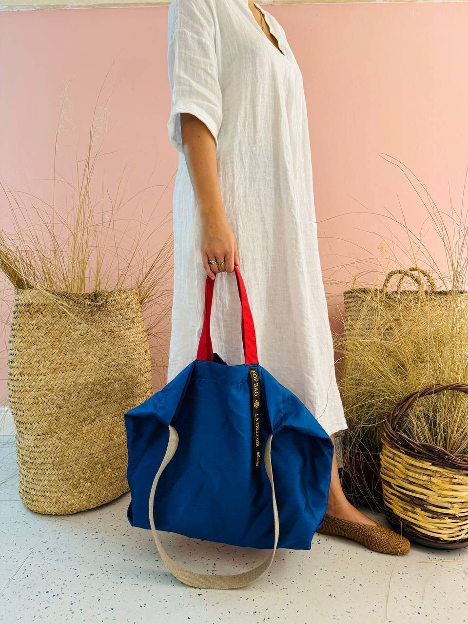La Sellerie POP BAG Shantung blu 2025