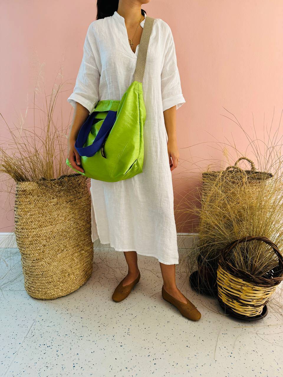 La Sellerie POP BAG Shantung verde mela In Linea