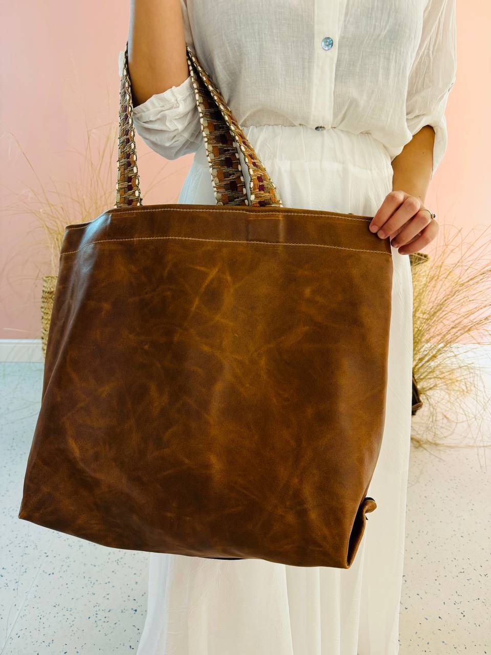 La Sellerie POP BAG suede dark blue PATCHWORK Qualità