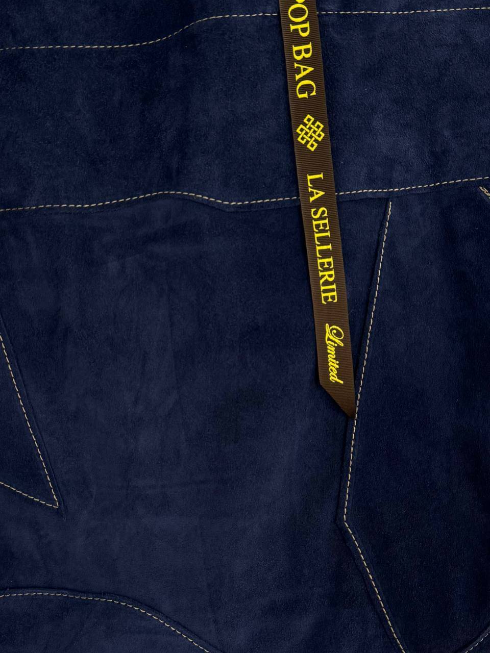 La Sellerie POP BAG suede dark blue PATCHWORK Qualità