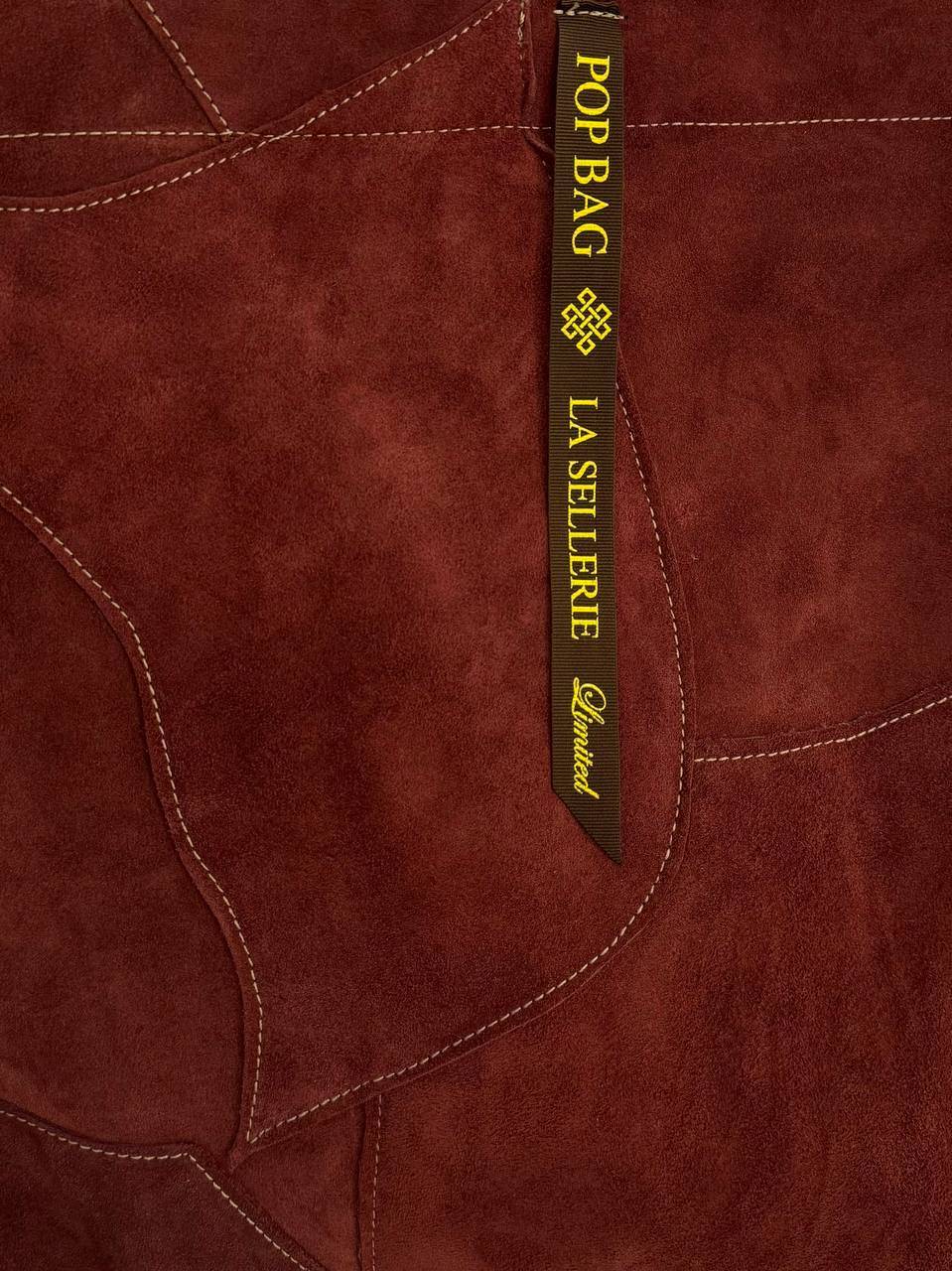 La Sellerie POP BAG suede dark red PATCHWORK Promozione