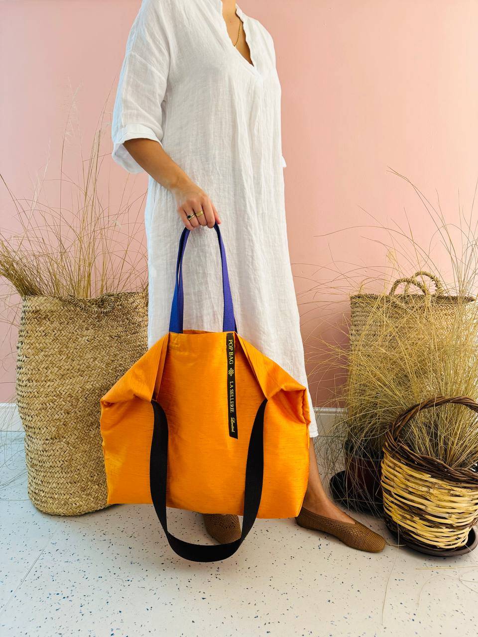 La Sellerie POP BAG Shantung arancio Pezzi Unici