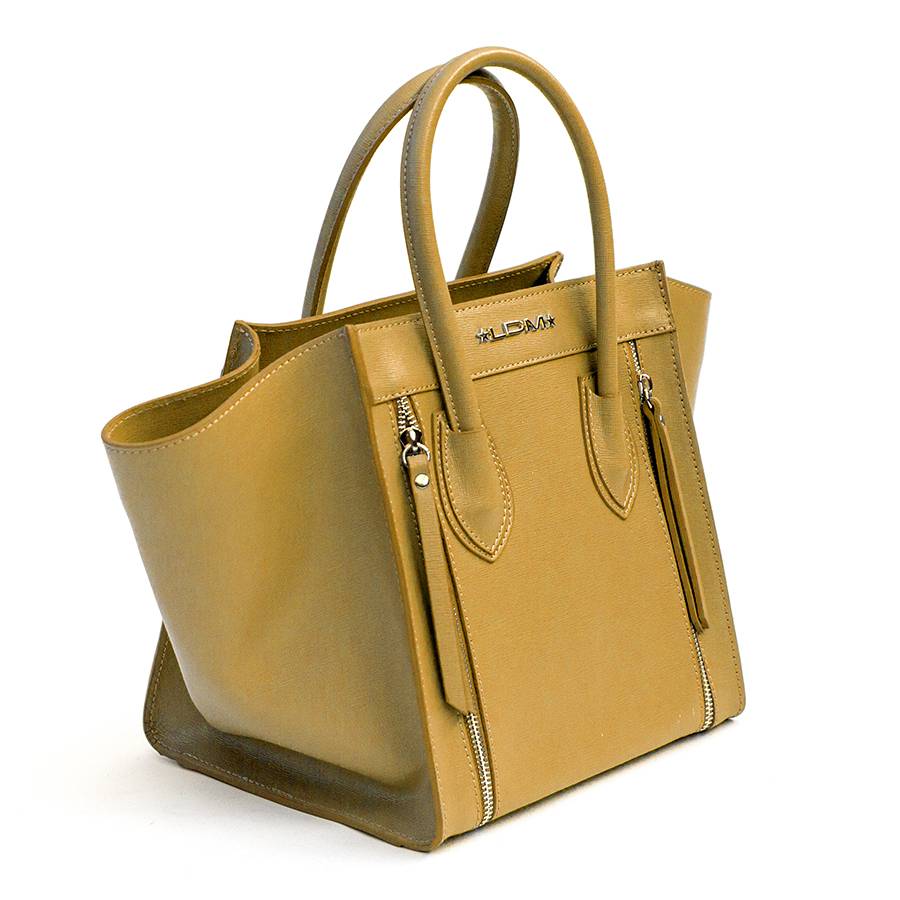 Laura Di Maggio ALIA – Borsa a trapezio in pelle saffiano senape Qualità