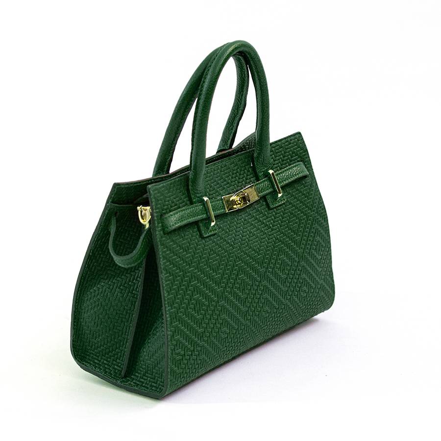 Laura Di Maggio KELLY – Borsa in pelle serigrafata verde Promozione Limitata