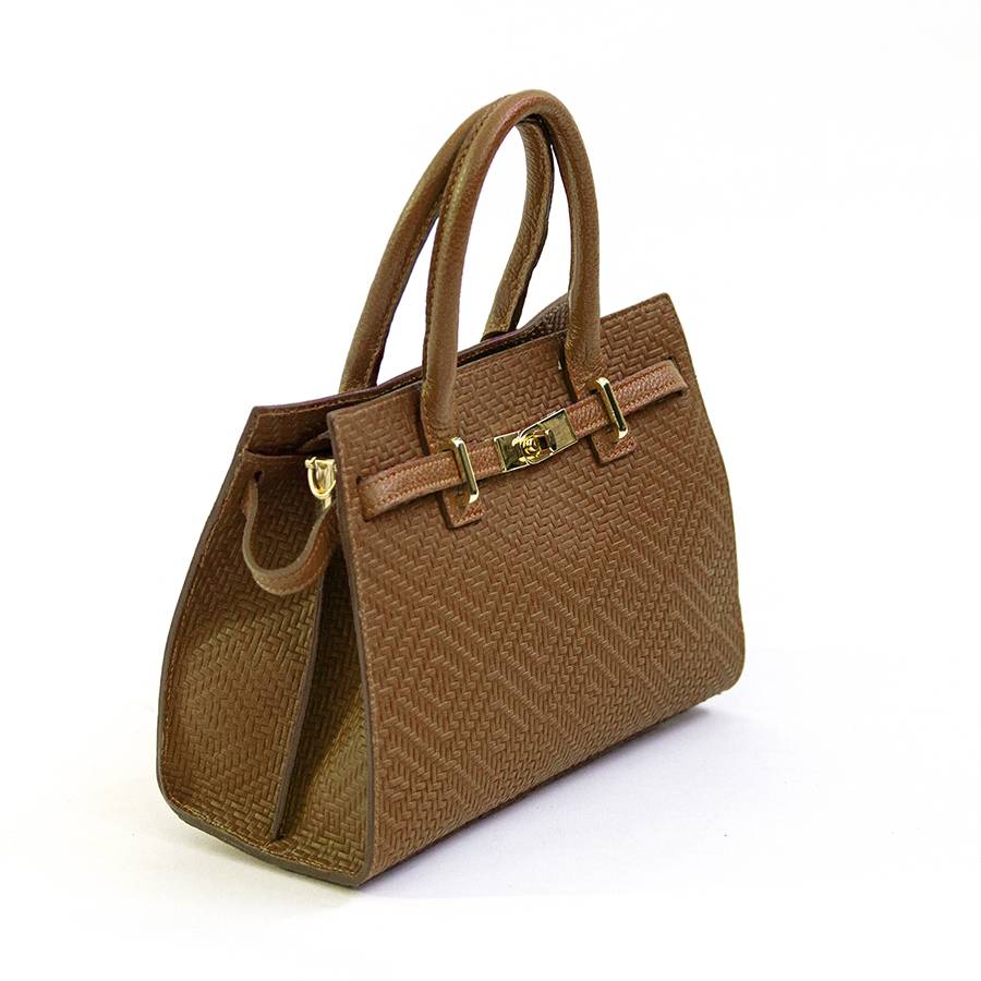 Laura Di Maggio KELLY – Borsa in pelle serigrafata cuoio Shopping Online