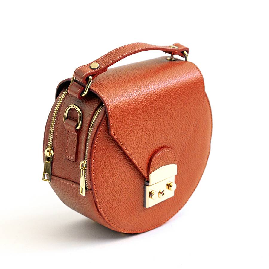 Laura Di Maggio CIRCLE – Borsa tonda in pelle arancio Novità