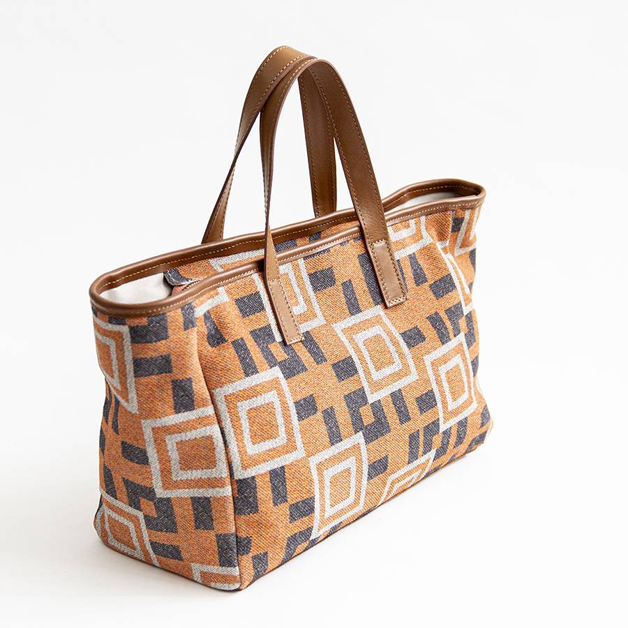 Laura Di Maggio MILANO FANTASY – Borsa in pelle e camoscio stampato arancio Economico
