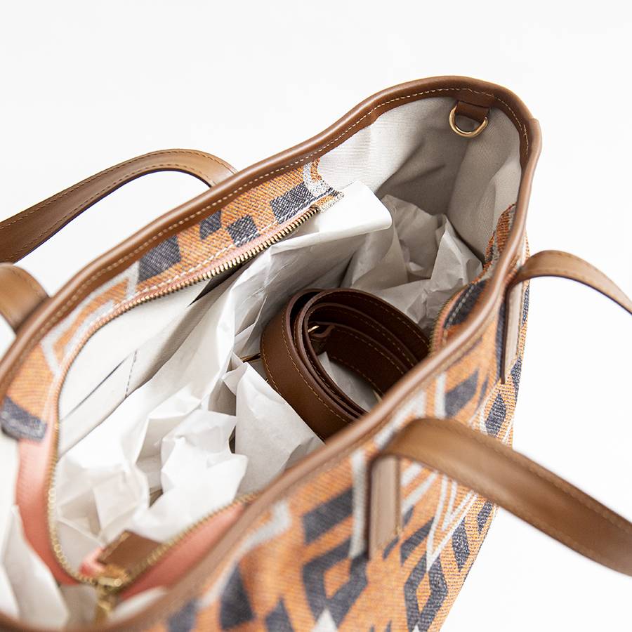 Laura Di Maggio MILANO FANTASY – Borsa in pelle e camoscio stampato arancio Economico