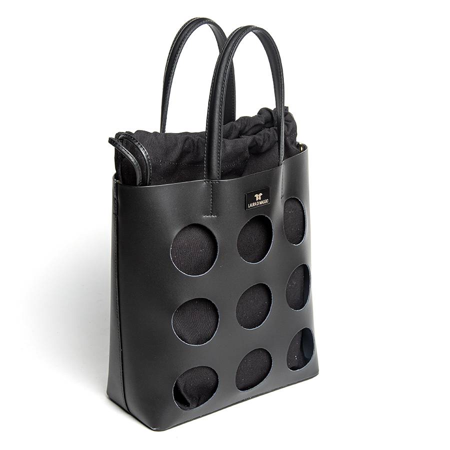 Laura Di Maggio NOAH TOTE – Borsa in pelle elegant traforata nera Vendite Flash