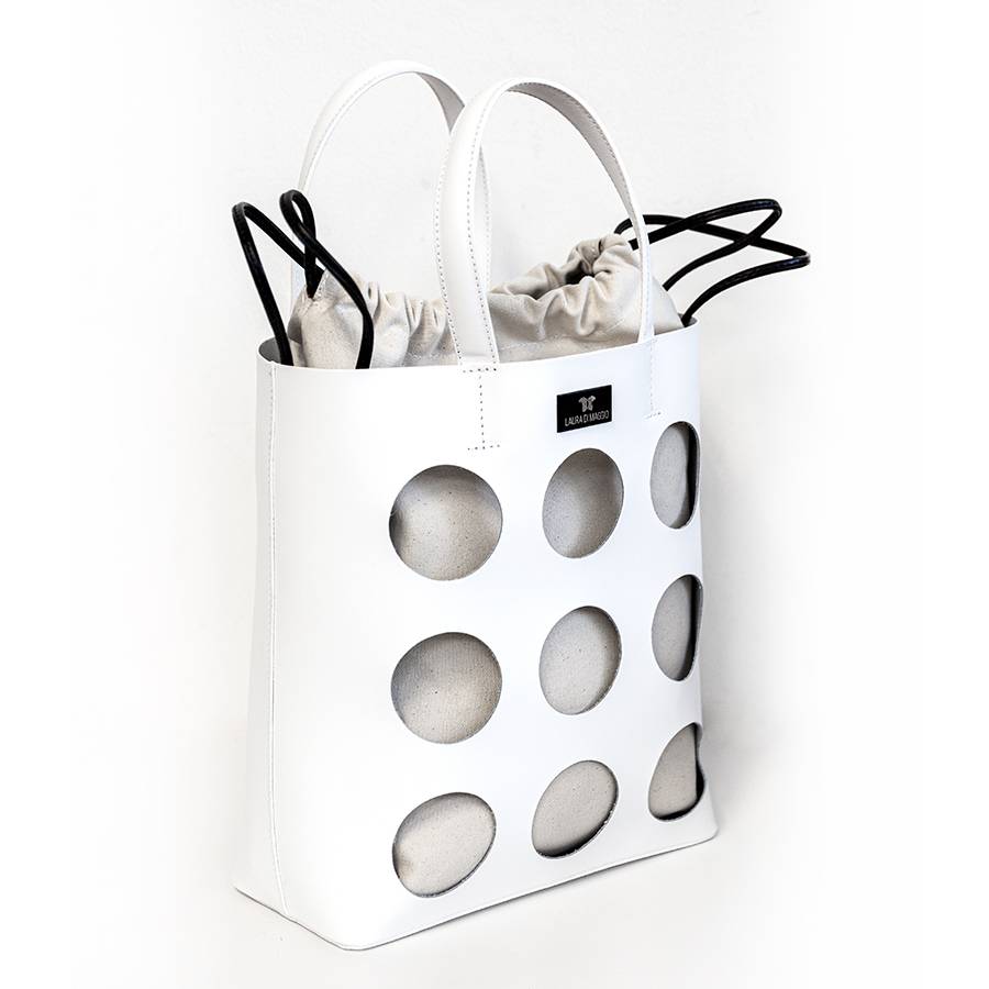 Laura Di Maggio NOAH TOTE – Borsa in pelle elegant traforata bianca Negozio