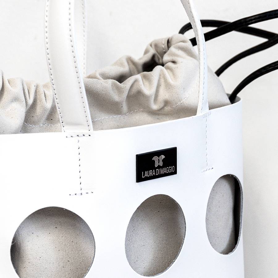Laura Di Maggio NOAH TOTE – Borsa in pelle elegant traforata bianca Negozio