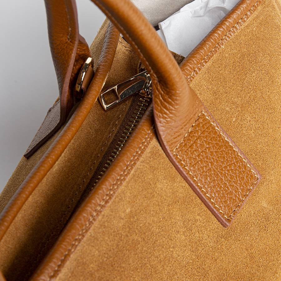 Laura Di Maggio MILANO – Borsa in pelle e camoscio cuoio Sostegno trimestrale