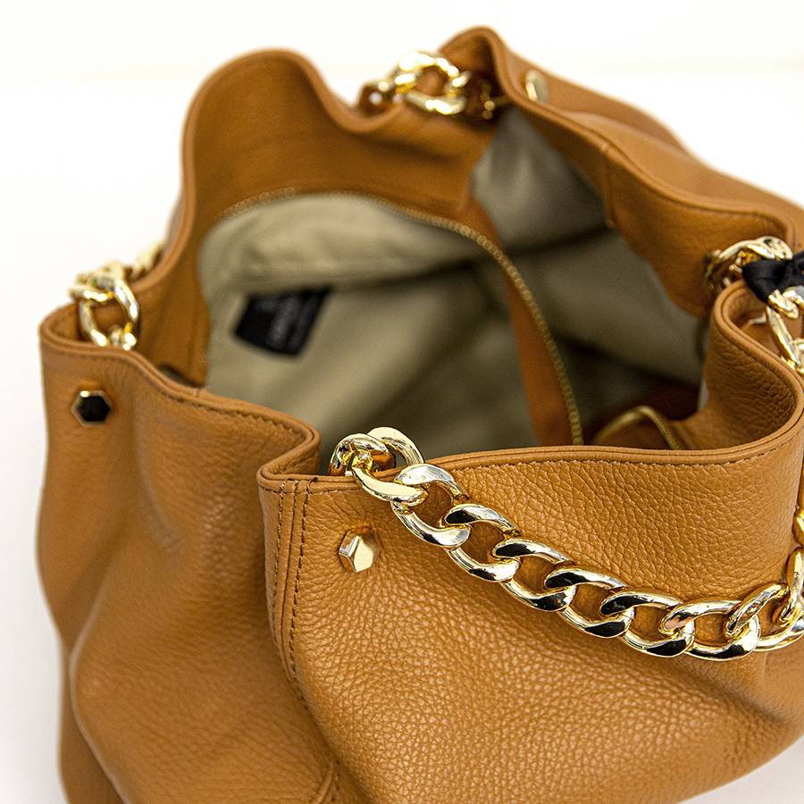 Laura Di Maggio PEACH – borsa a mano con catena in pelle cuoio Consegna Veloce