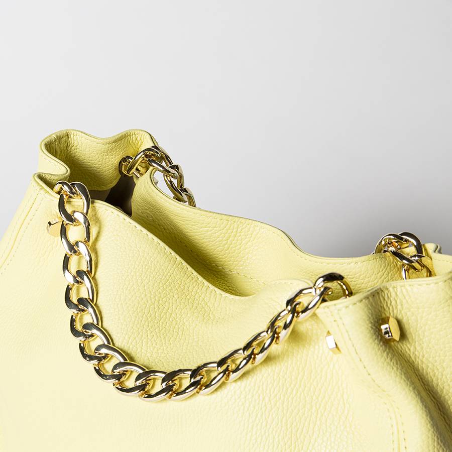 Laura Di Maggio PEACH – borsa a mano con catena in pelle limone Promozione Limitata