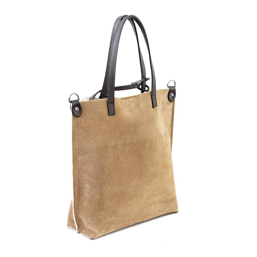 Laura Di Maggio TRUDI – borsa in camoscio ed eco montone taupe Presa
