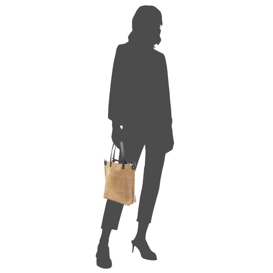 Laura Di Maggio TRUDI – borsa in camoscio ed eco montone taupe Presa