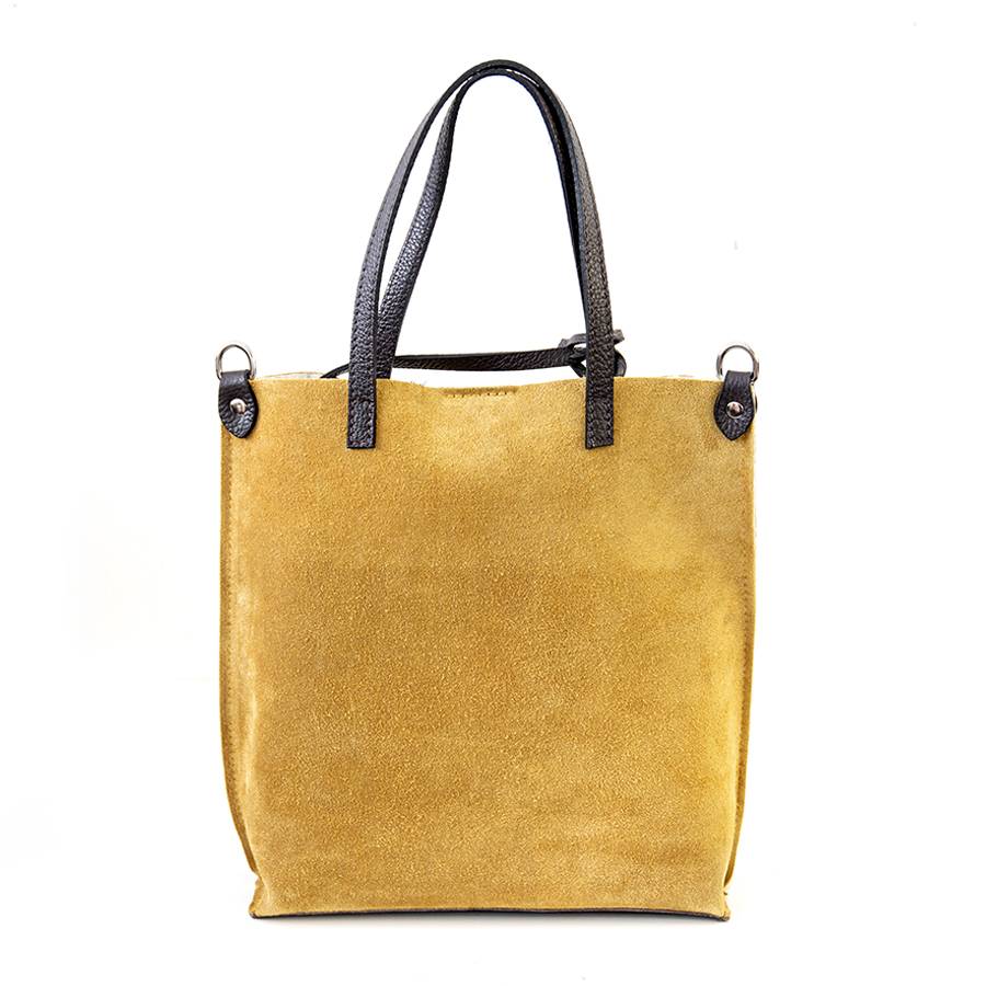 Laura Di Maggio TRUDI – borsa in camoscio ed eco montone ocra Sconto