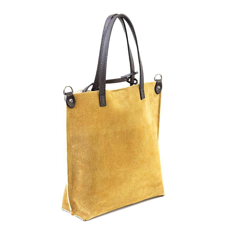 Laura Di Maggio TRUDI – borsa in camoscio ed eco montone ocra Sconto