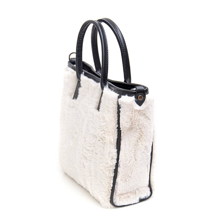 Laura Di Maggio MOSCA – Borsa in pelo ecologico e pelle soft panna Economico