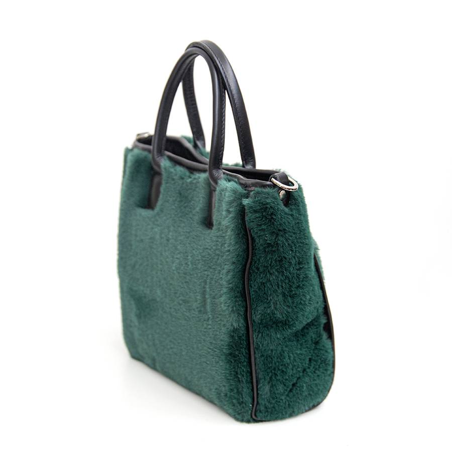 Laura Di Maggio MOSCA – Borsa in pelo ecologico e pelle soft verde Online