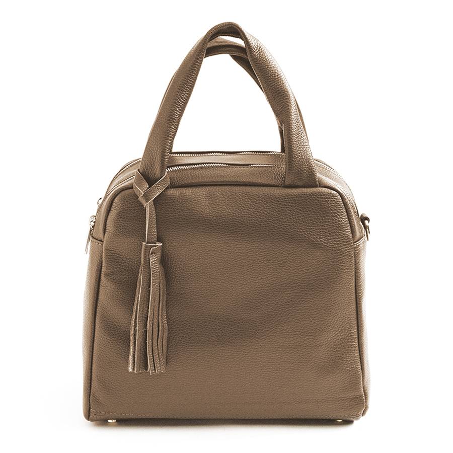 Laura Di Maggio SARA – bauletto a due zip in pelle taupe Italia