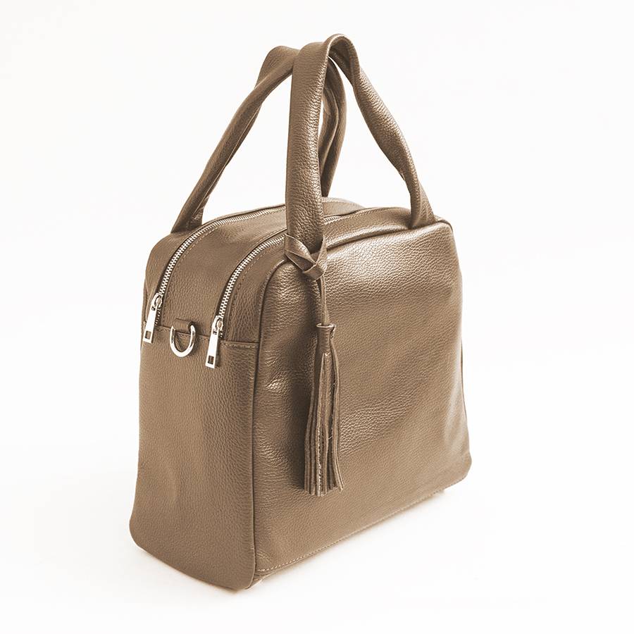 Laura Di Maggio SARA – bauletto a due zip in pelle taupe Italia