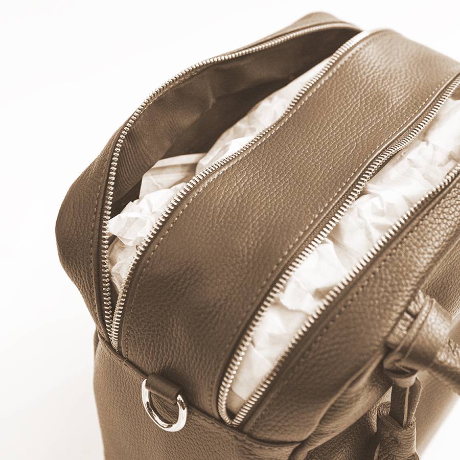 Laura Di Maggio SARA – bauletto a due zip in pelle taupe Italia