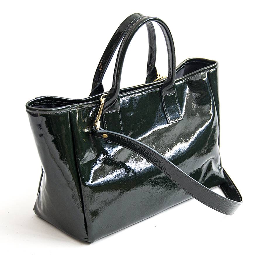 Laura Di Maggio MILANO VERNICE – borsa in pelle verniciata verdone Qualità