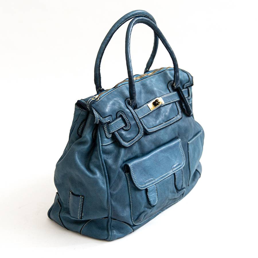 Laura Di Maggio GINEVRA – borsa in pelle slavata petrolio Spedizione Gratuita