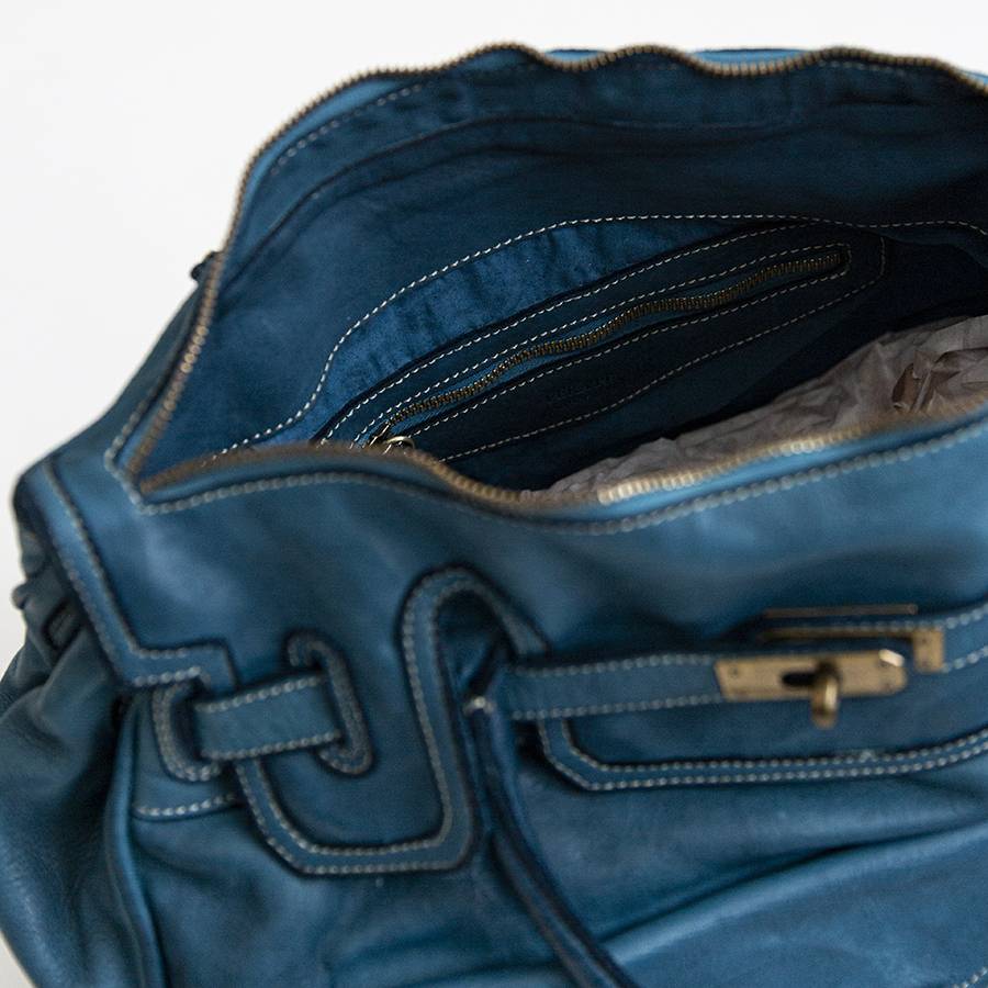 Laura Di Maggio GINEVRA – borsa in pelle slavata petrolio Spedizione Gratuita