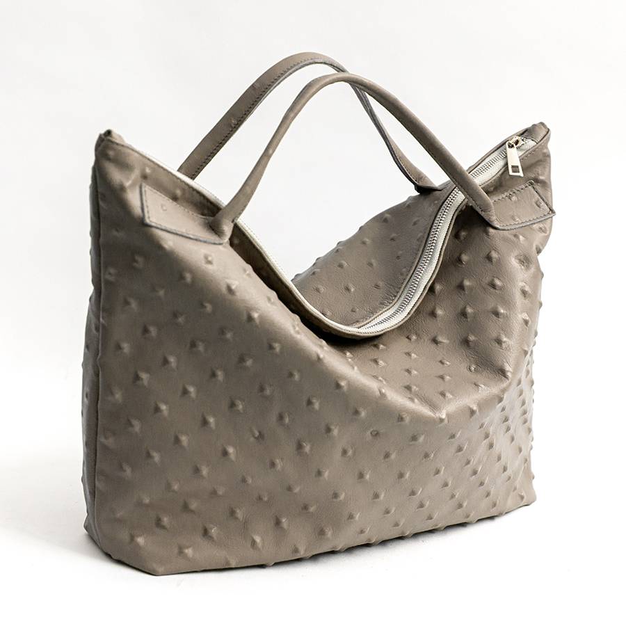 Laura Di Maggio BIKER – borsa in pelle soft stampa chiodo taupe Negozi Online