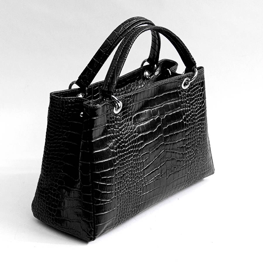 Laura Di Maggio MISTY – bauletto in pelle stampa cocco nero Consegna Veloce