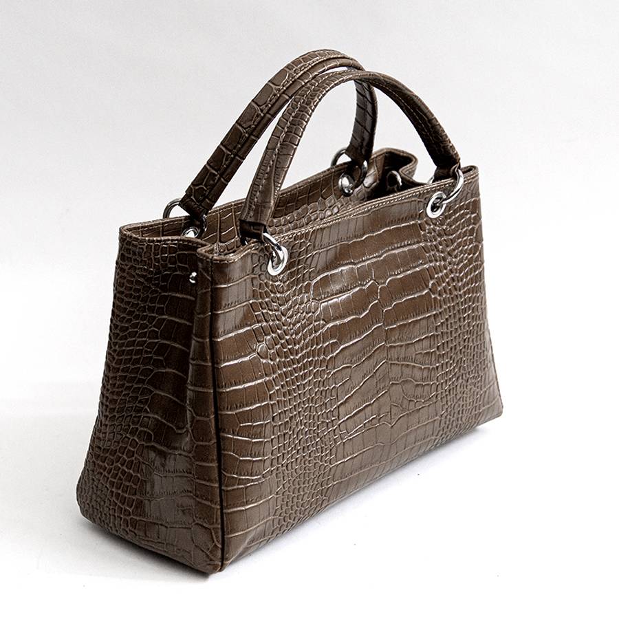 Laura Di Maggio MISTY – bauletto in pelle stampa cocco taupe Fino Al -60%