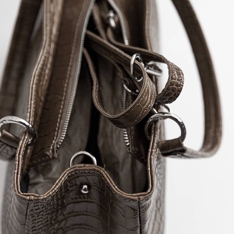 Laura Di Maggio MISTY – bauletto in pelle stampa cocco taupe Fino Al -60%
