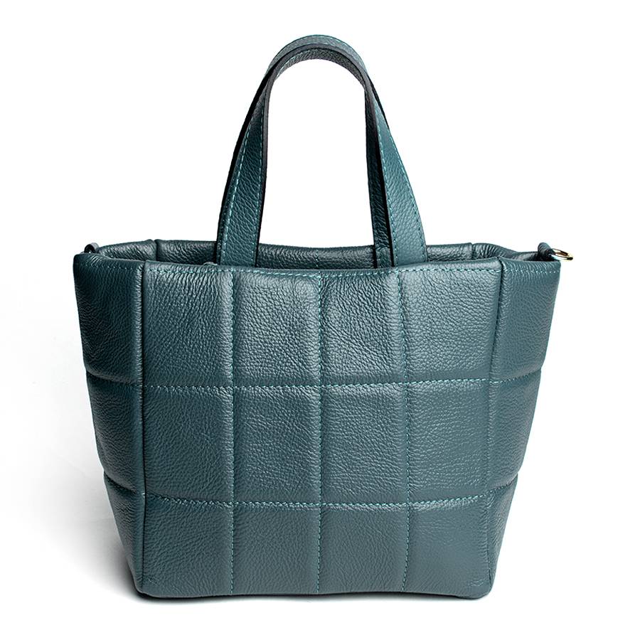Laura Di Maggio AZZURRA – Tote bag in pelle trapuntata petrolio Presa
