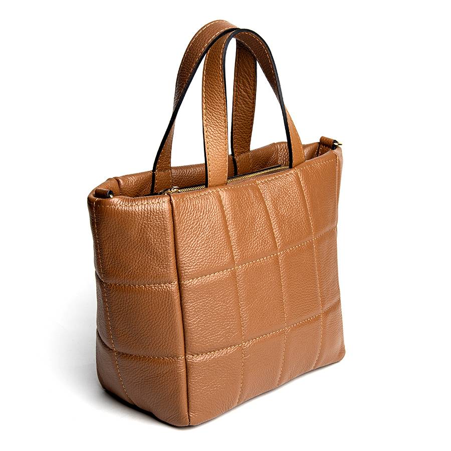 Laura Di Maggio AZZURRA – Tote bag in pelle trapuntata cuoio Sconto