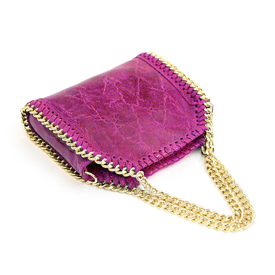 Laura Di Maggio LUMI – Borsa con catene in pelle vintage fuxia 2025