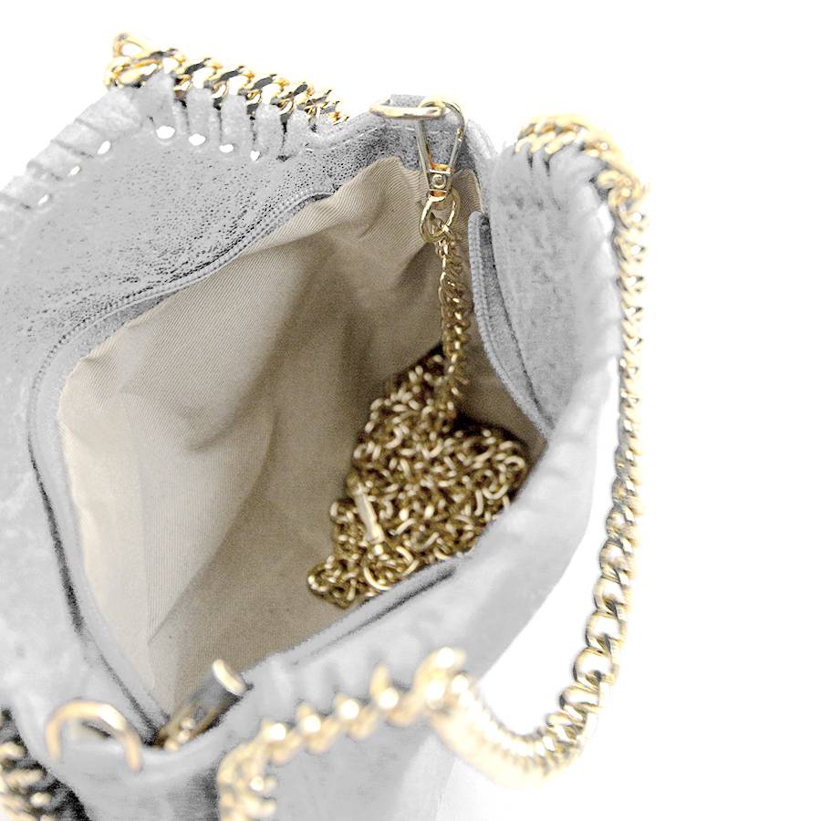 Laura Di Maggio LUMI – Borsa con catene in pelle vintage bianca Italia