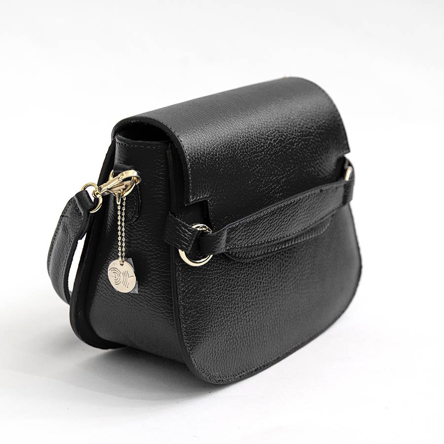 Laura Di Maggio SALLY – Postina con patta in pelle nera Nuovo