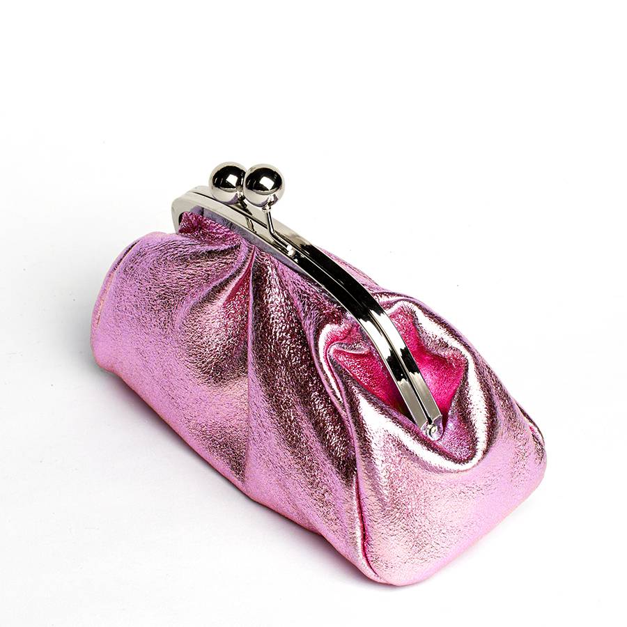 Laura Di Maggio CLUTCH – borsetta in pelle laminata rosa Vendita Calda