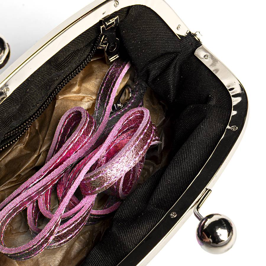 Laura Di Maggio CLUTCH – borsetta in pelle laminata rosa Vendita Calda