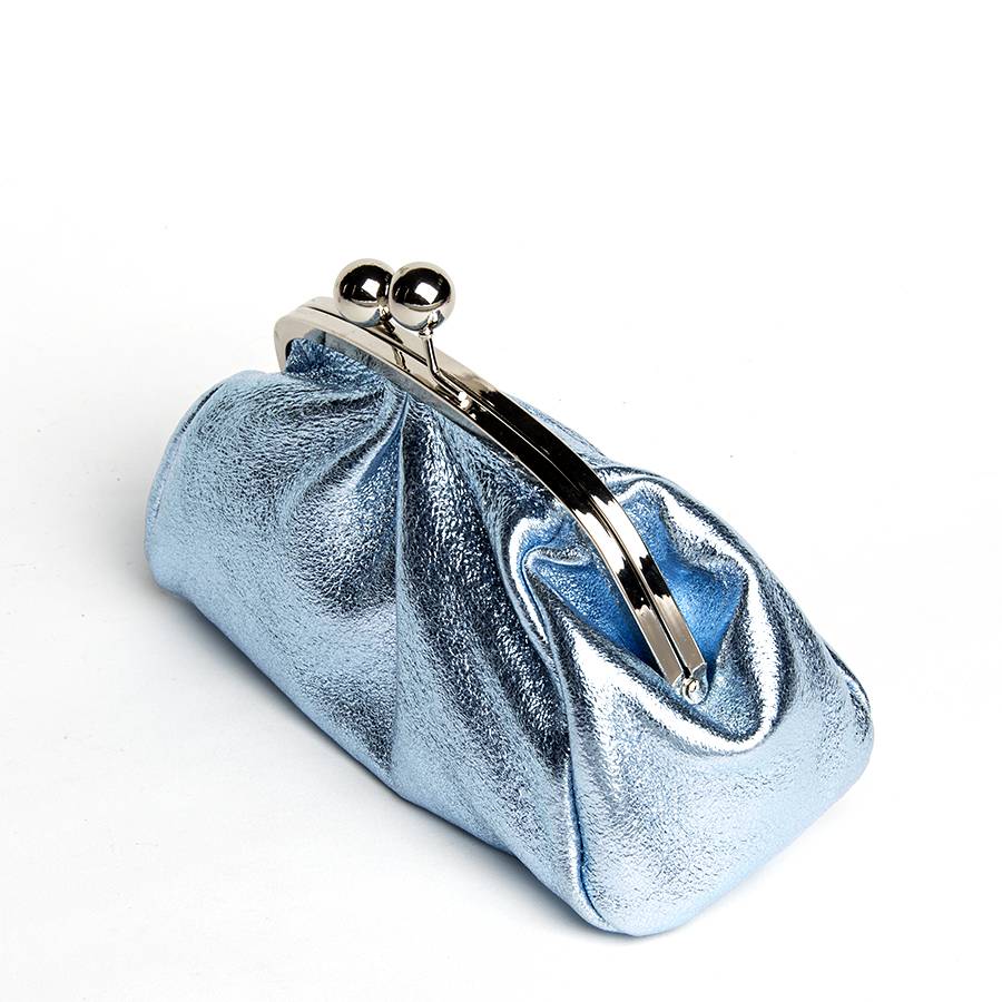 Laura Di Maggio CLUTCH – borsetta in pelle laminata azzurra I Più Venduti