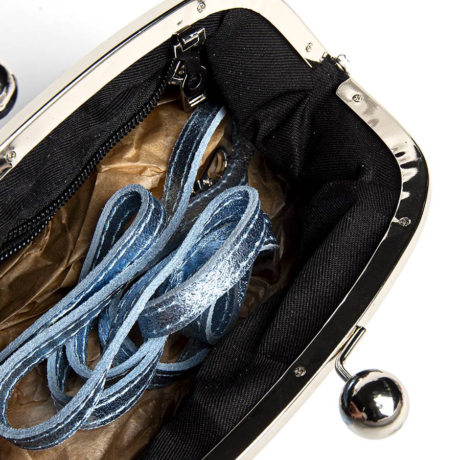 Laura Di Maggio CLUTCH – borsetta in pelle laminata azzurra I Più Venduti