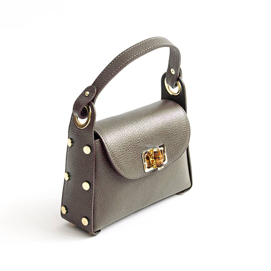Laura Di Maggio BAMBU’ – borsetta con borchie in pelle taupe Moda